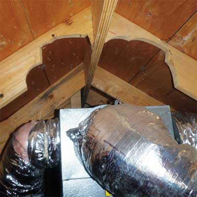 rafters cut unnecessarily when duct work was installed