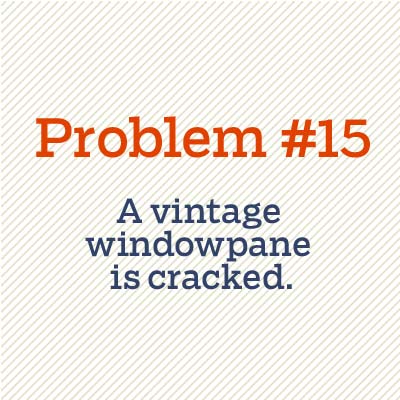 vintage windowpane is cracked
