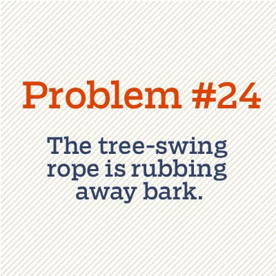 tree swing rope is rubbing away bark