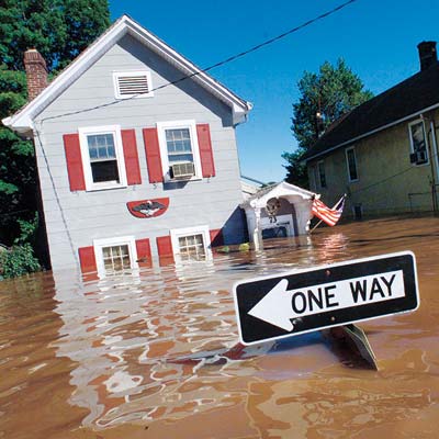houses under flood waters