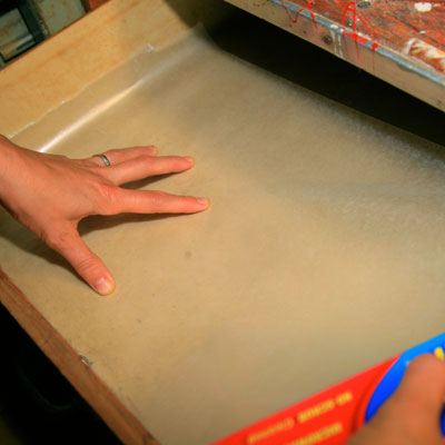 lining a drawer with wax paper