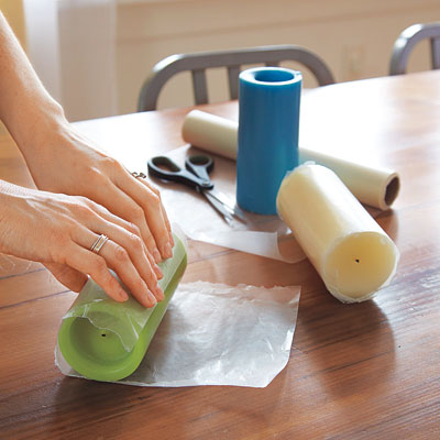 wrapping candles in wax paper before storing