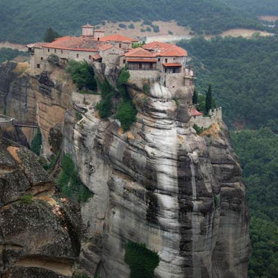 a monastery built on top of a 1,000 foot cliff