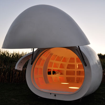 an egg-shaped mobile home