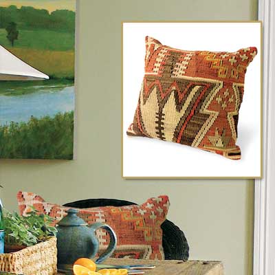 Patterned Wool Pillow in get this look french dining room