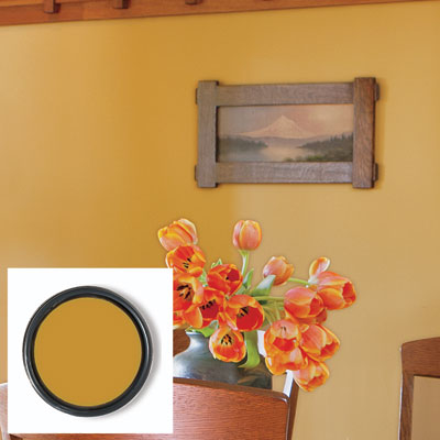Saffron Thread interior paint from Sherwin-Williams on a dining room wall