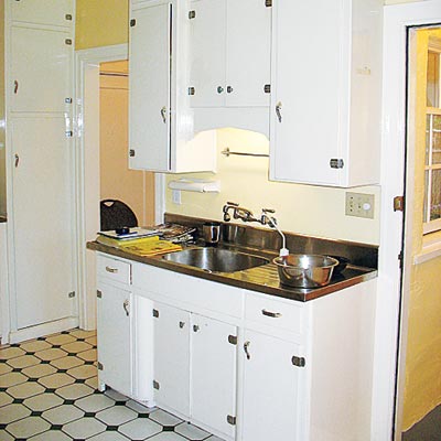 outdated utilitarian kitchen