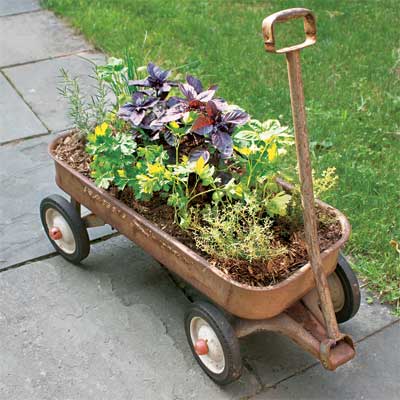 Make a Herb Planter From a Wagon for a great summer projects