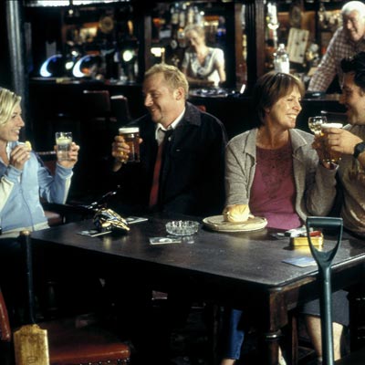 Shaun of the dead scene with characters at pub