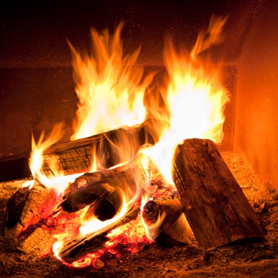 Wood-burning fire