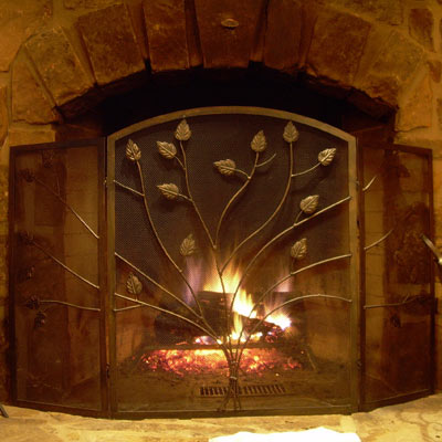 Fireplace with metal gate