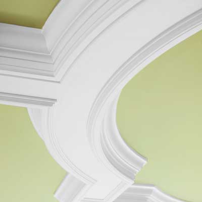 Nursery ceiling with curved crown molding detail