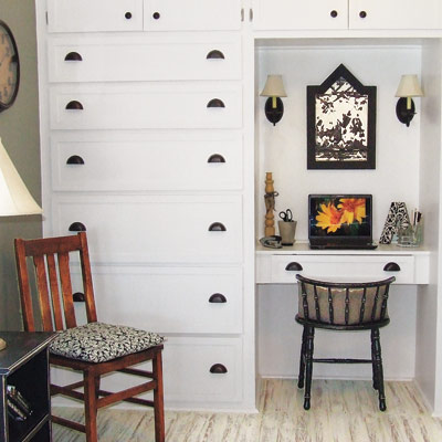 Home office with an updated wall unit 