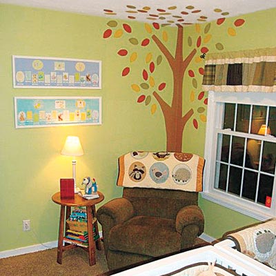 Tree mural in a nursery