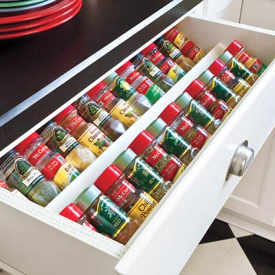 Organized spice drawer