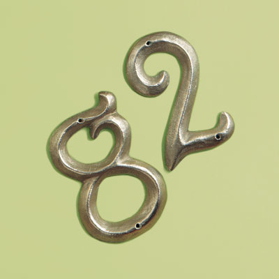 Pre-War style white bronze house numbers with scrolling
