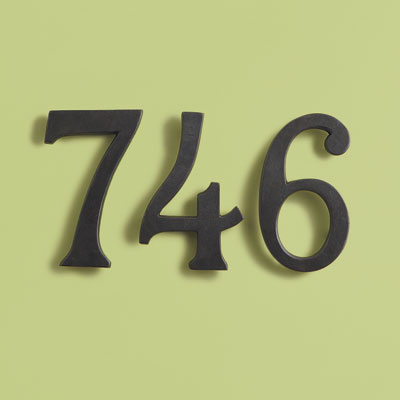 19th Century style house number with oil-rubbed patina