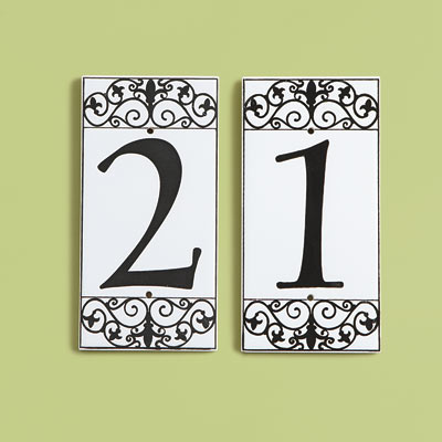 19th Century style glazed ceramic house number tiles