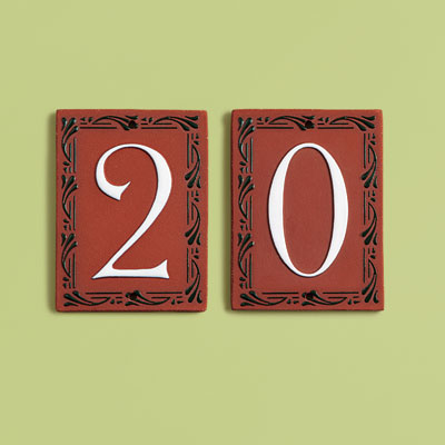 19th Century style terra-cotta house number tiles