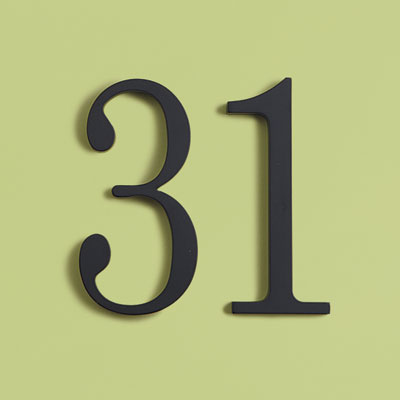 Mid-Century style cast zinc house numbers with black finish