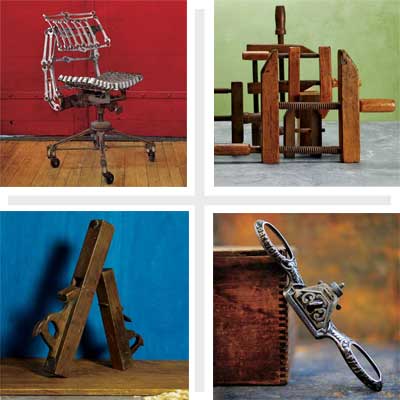 composite image of four unusual handtools