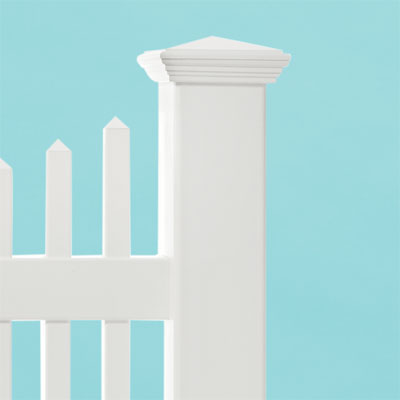 preassmbled panels and hollow posts on the high-end new england scalloped square vinyl picket fence