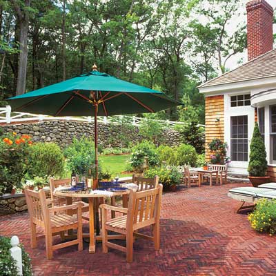 brick herringbone patio surface