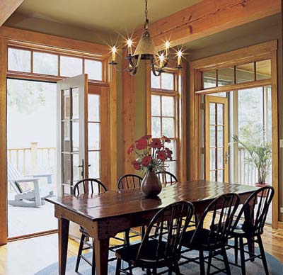 Dining room with French doors onto deck