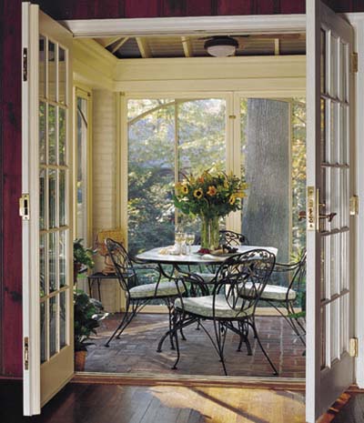 Screen porch patio dining table