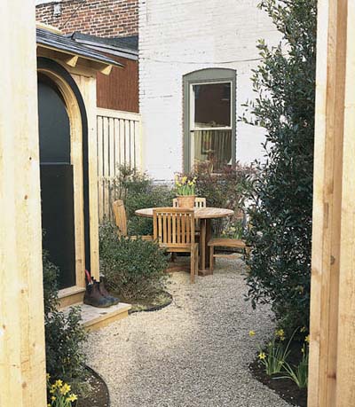 Urban garden backyard dining in the Washington D.C. project house