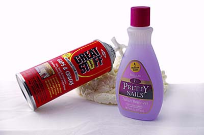 acetone polish remover to clean foam insulation