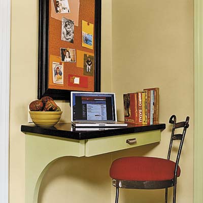 curved corkboard as a desk area 