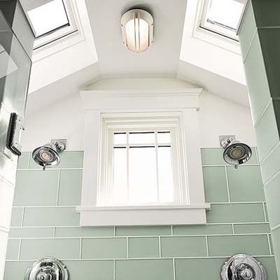Skylights and windows in master bathroom