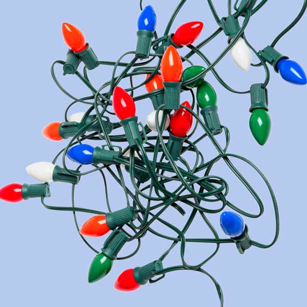 holiday lights on a strand