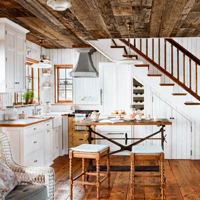  Interior Design Schools on Coastal Cottage Kitchen With Wood Plank Walls  Vintage Style Details