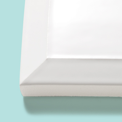 subway tile in bright white gloss with beveled edges