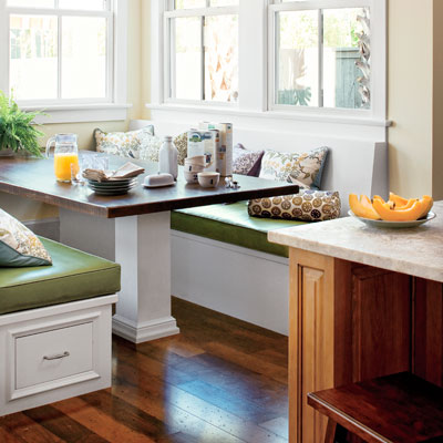 window seat in kitchen windowed alcove