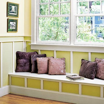 window seat with vertical timbering