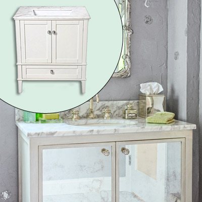 Bathroom Vanity Mirror on Marble Top Vanity   Create A Glam Hollywood Bath   This Old House