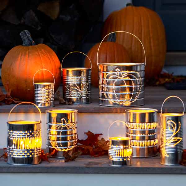 Halloween step-by-step for tin can lanterns