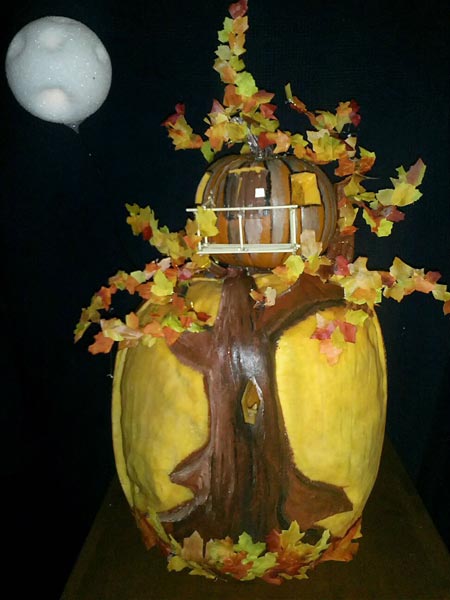 Fall Treehouse with Full Moon from the 2012 this old house Pumpkin-Carving Contest Winners gallery