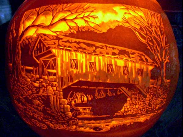 Covered Bridge from the 2012 this old house Pumpkin-Carving Contest Winners gallery
