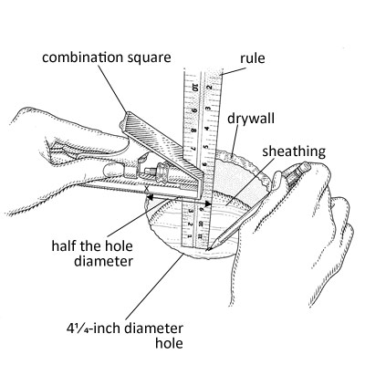 cutting a hole in drywall