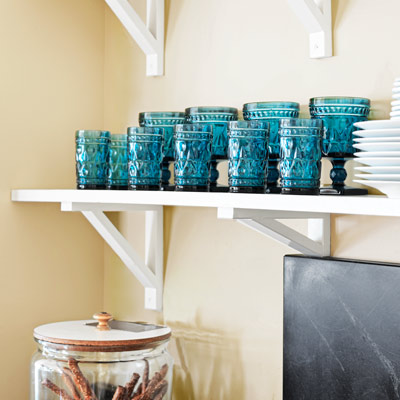 kitchen remodel after with open shelving 