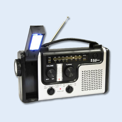 radio and phone charger with a hand crank 