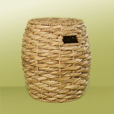 a rattan garden stool from woven sea-grass
