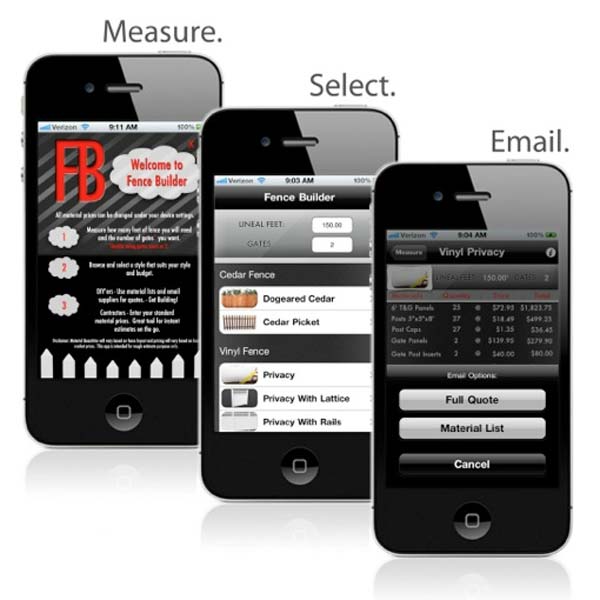Top 100 Products 2012 outdoor living fence builder mobile app