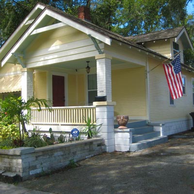 yellow Craftsman house 