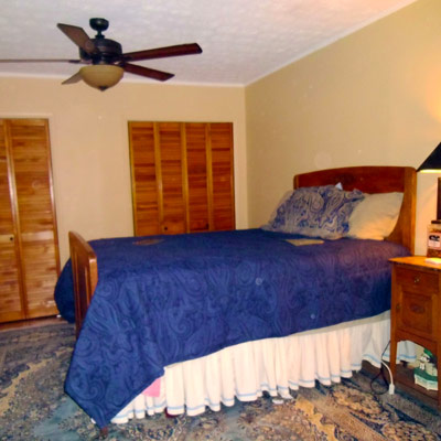 bedroom with wood accents