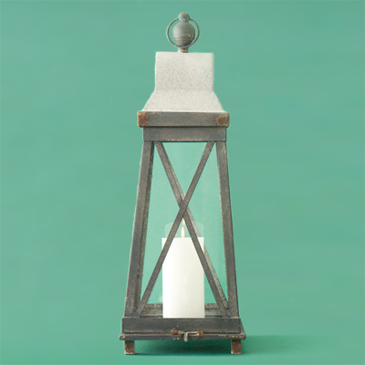 iron with patina finish metal candle lantern